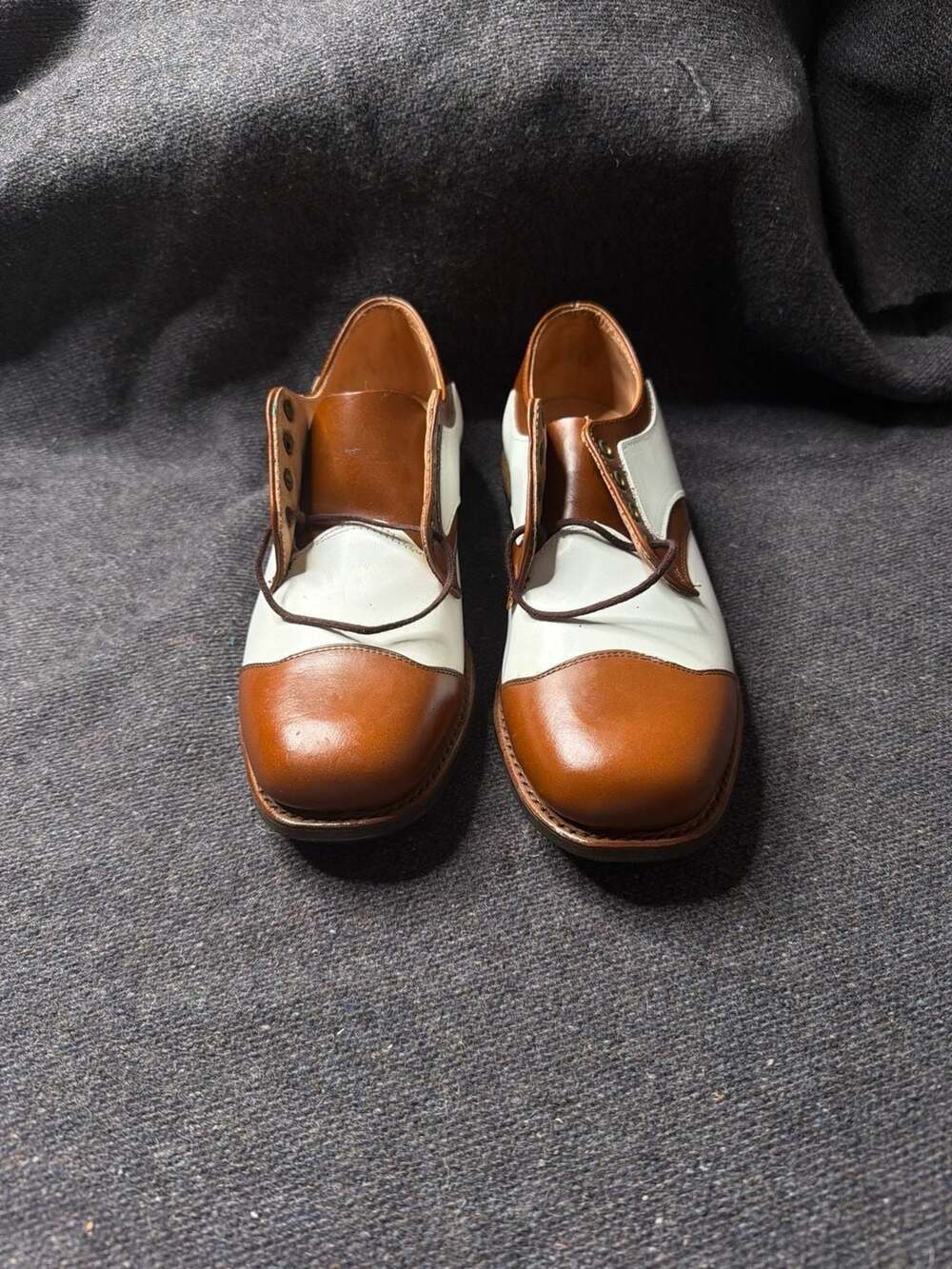 Vintage Edwards Leather Saddle Shoes Brown White Two-Tone Oxfords Size 3D